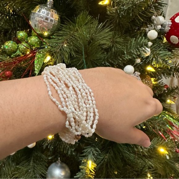 Harber Co | Antique 14k solid gold multiple strand Rice Pearl Bracelet - Picture 3 of 9